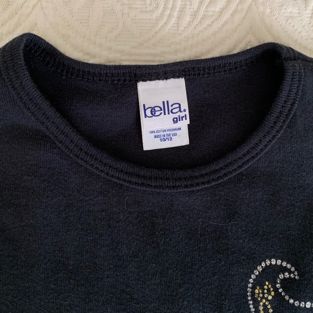 Bella Girl T-Shirt Boo Halloween Ghost Short Cap Sleeves Black Girls Size 10/12 - Picture 5 of 12